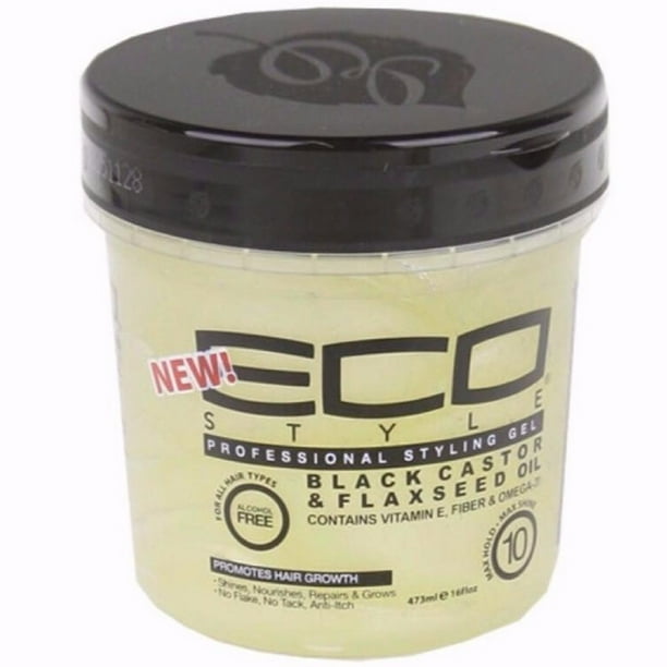 3 Pack ECO Styler Black Castor & Flaxseed Oil Gel 16 oz