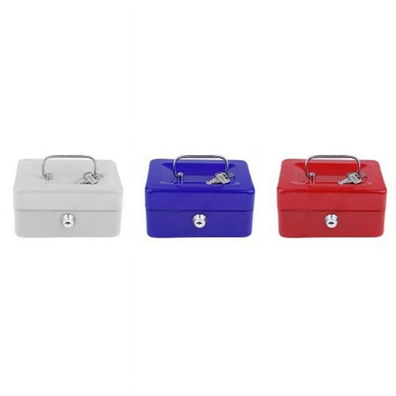 Mini Petty Cash Box Lockable Security Money Safe Box with Lock Slot -Metal Coin Bank Piggy Bank for Adult Children,Red