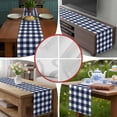 thumbnail image 6 of Navy Blue Check Table Runner 70 Inches Long, Farmhouse Buffalo Plaid Blue Cotton Linen Table Runners Dresser Scarves, Decorative Fabric Tabletop Scarf Furniture Cover for Home Dinner Party 13"x70", 6 of 8