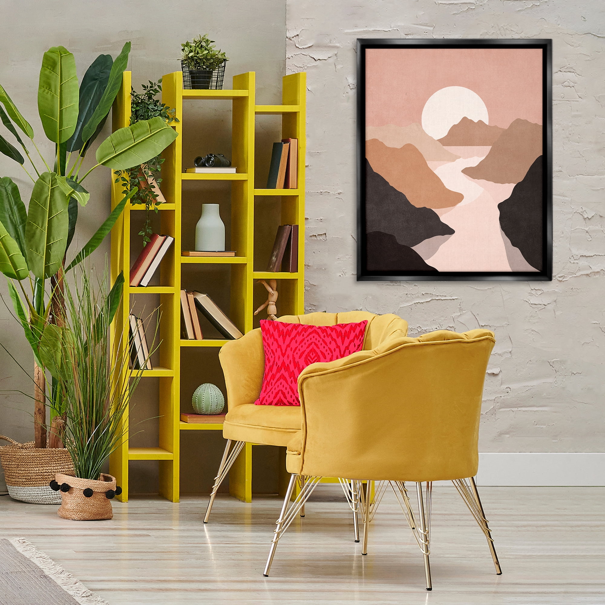Stupell Industries Rust Boho Stream Landscape & Nature Painting Black Floater Framed Canvas Art Print Wall Art, 25 x 31