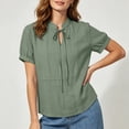 thumbnail image 6 of DeHolifer Women's Summer Tops V-Neck Solid Color Casual Lightweight Short Sleeve Tee T-Shirts Green 2XL, 6 of 8