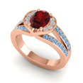 thumbnail image 2 of 2.35 Ct Unique Oval Cut Garnet & Blue Topaz Gemstone Wedding Ring for Women 14K Rose Gold Size 3 by Diamond-Capitals, 2 of 8