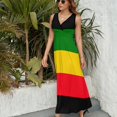 thumbnail image 2 of Robe Sans Manches Drapeau Rasta Vert Jaune et Rouge Robes de Plage Vêtements pour Femmes, 2 of 4