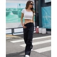thumbnail image 3 of Pantalones cargo COPYLEAF, pantalones cargo para mujer, cintura baja, negros, 3 of 5