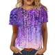 thumbnail image 1 of Gibobby Camisas De Vestir Loose Tunic Round impreso Floral Tee Short Neck Side T Womens Blose Summer Split Casual Sleeve Tops Shirt Women's T Shirts（Morado， L), 1 of 5