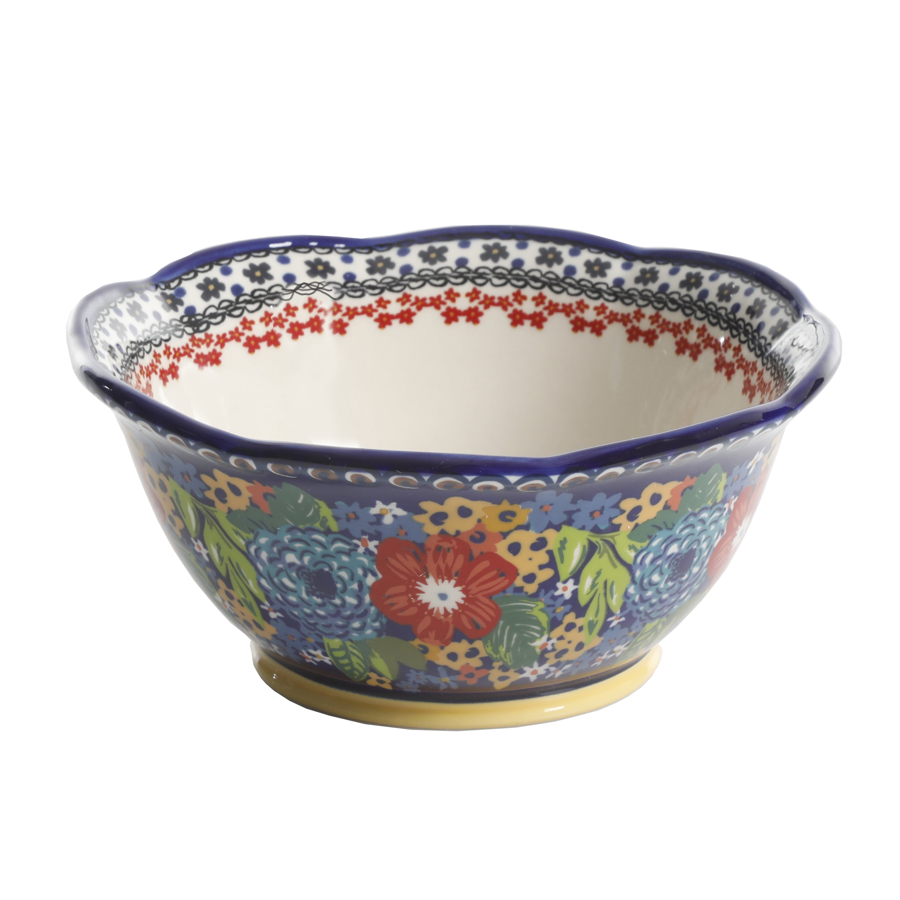 The Pioneer Woman Dazzling Dahlias 12-Piece Dinnerware Set, Cobalt