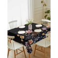 thumbnail image 2 of Black Spring Floral Rectangle Tablecloth, Elegant Flowers Farmhouse Botanical Waterproof & StainResistant Tablecloth, Washable Oil-proof Table Cover for Dining/Party/Wedding/Camping/Buffet 60x84 In, 2 of 9