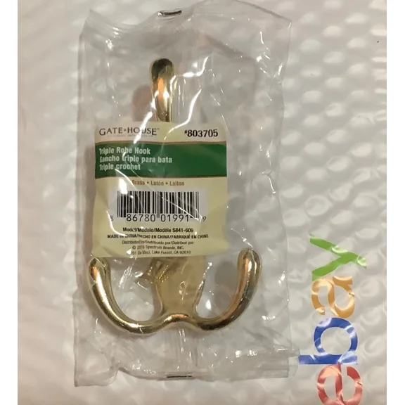 Triple Robe Hook Polished Brass Finish #803705 Also Used For Coats, Towels Etc…