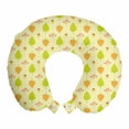 thumbnail image 1 of Autumn Travel Pillow Neck Rest, Pastel Simple Berries Leaves and Acorns Pattern Fall Season Print, Memory Foam Traveling Accessory Airplane and Car, 12", Cream Apricot and Lime Green, by Ambesonne, 1 of 2