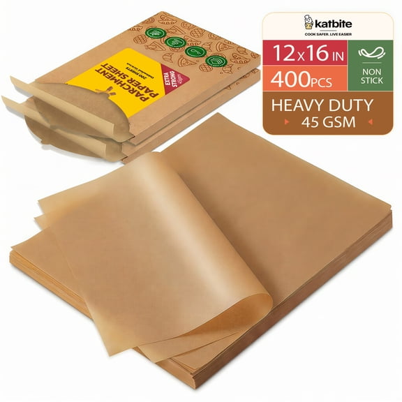 Katbite 800Pcs 12x16 In Precut  Unbleached Parchment Paper for Baking, Heavy Duty Flat Baking Paper