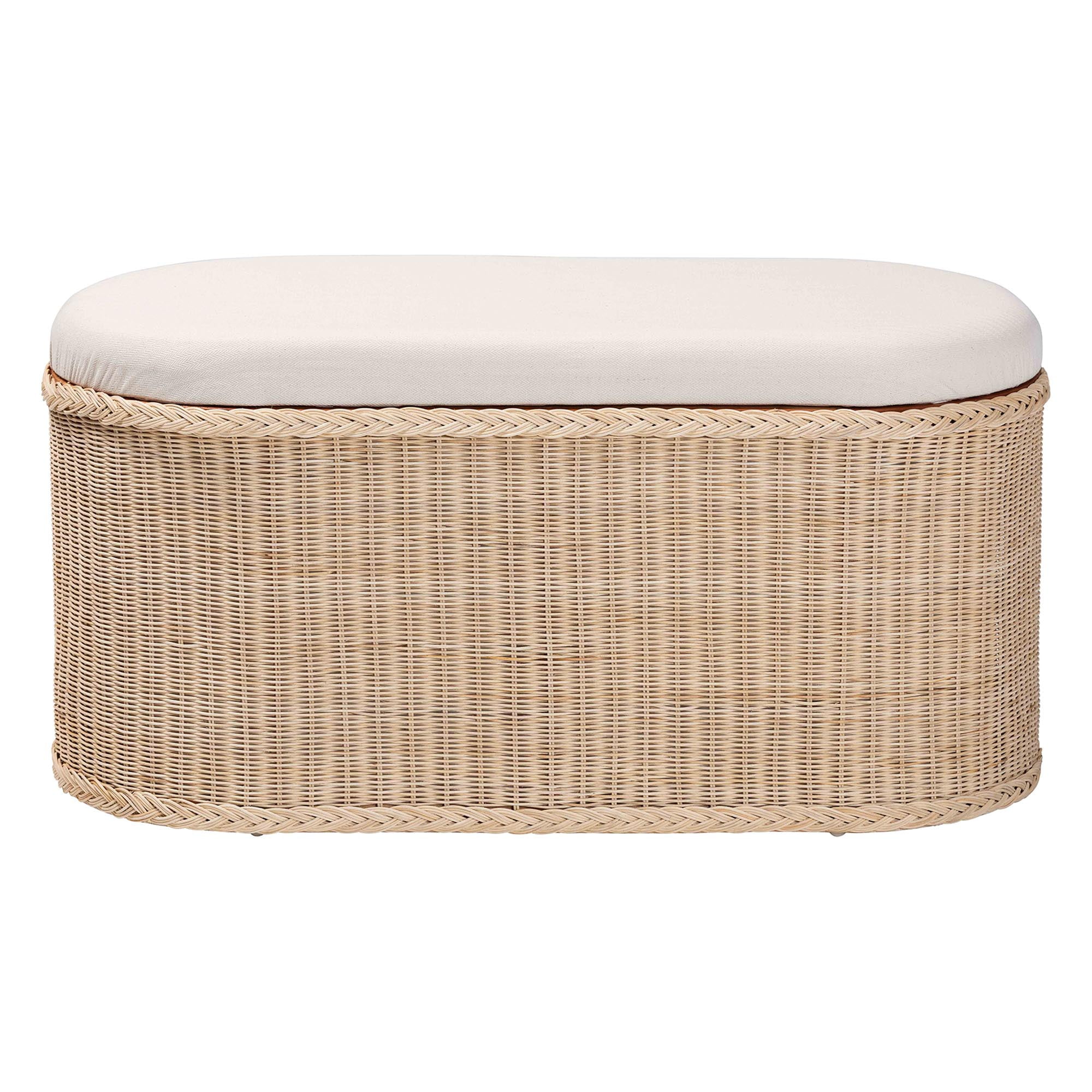 bali & pari Barid Boho Storage Bench, 39"W, Oval, 19"H, Natural