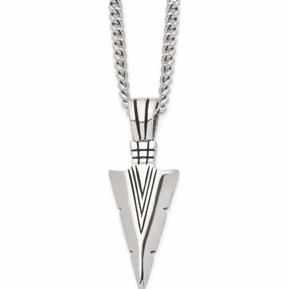 Stainless Steel Antiqued And Polished Dagger 22In Necklace (22 X 20) Made In China -Jewelry By Sweet Pea