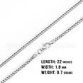 thumbnail image 2 of 22" Franco Link Chain Italy Sterling Silver Necklace Rhodium Plated Unisex Chain 1.8MM - #319RHs22, 2 of 5