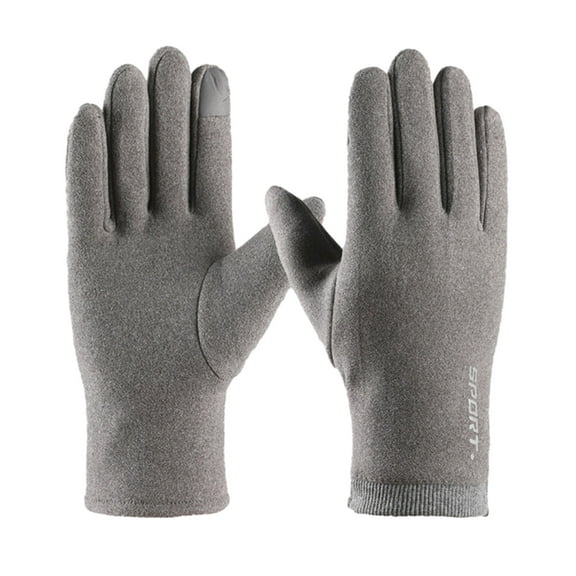 comerut 1 Pair Winter Warm Gloves Plush Lining Stretchy Windproof Cold Weather Full Finger Men Touchscreen Gloves