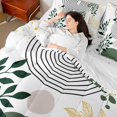 thumbnail image 4 of Homewish Teens Minimalist Stripes Circle 7 Pieces Bedding Comforter Set,Vintage Aesthetic Leaves Full Bedding Set Lightweight,Mid Century Fitted Sheet Flat Sheet,Luxury Bedroom Decor,Reversible, 4 of 8