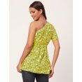 thumbnail image 2 of Moomaya Women's Printed One Shoulder Casual Top, Regular Fit Peplum Short Top, 2 of 8