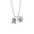 thumbnail image 2 of Delight Jewelry Black Nickeltone Crystal Initial - R - Beaded Border - Silvertone Script Initial Disc - I - Charm Necklace, 20"+3", 2 of 4