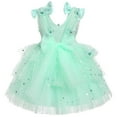thumbnail image 2 of IBTOM CASTLE Toddler Girls Butterfly Birthday Dress Rainbow Tulle Formal Wedding Party Ruffle Tutu Dresses Photo Shoot 12-18 Months Mint Green, 2 of 8