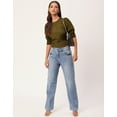 thumbnail image 4 of Moomaya Printed Tops For Women, Smocked Short Sleeve Round Neck Casual Tunic Top, 4 of 8