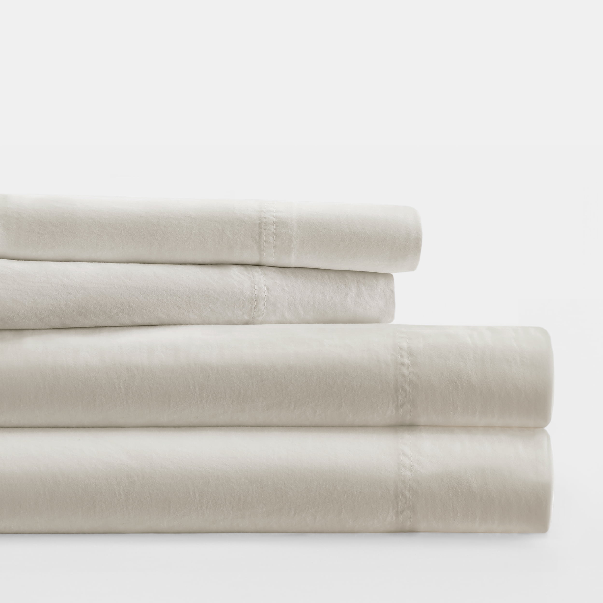 Noble Linens 300 Thread Count 4 Piece Cotton Sheet Set in Ivory ,Twin