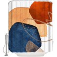 thumbnail image 2 of Polyester Fabric Blue Orange Red Boho Shower Curtain, Modern Geometric Middle Century Abstract Art, Waterproof Bathtub Curtain Bathroom Decor Set with Hooks 72 x 72 Inches,, 2 of 6