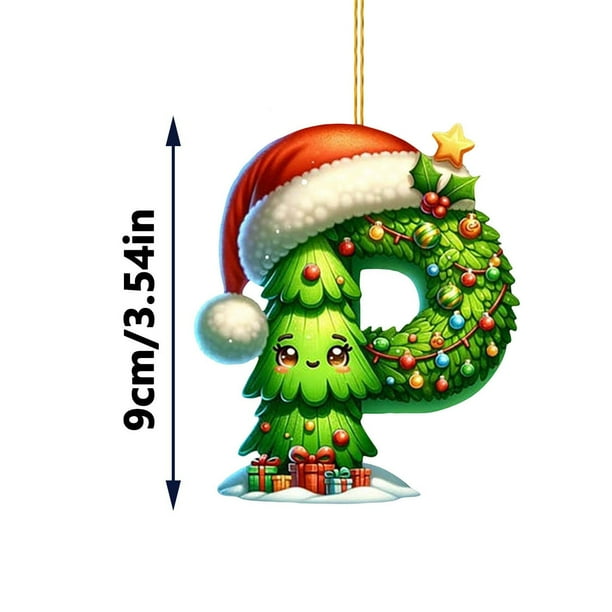 Rapeiae 2D Acrylic Christmas Tree 26 Letter Pendant Decorative Gift Family Christmas Party Pendants