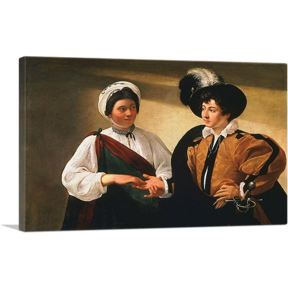 ARTCANVAS The Fortune Teller 1594 Canvas Art Print by Caravaggio - Size: 26" x 18" (0.75" Deep)