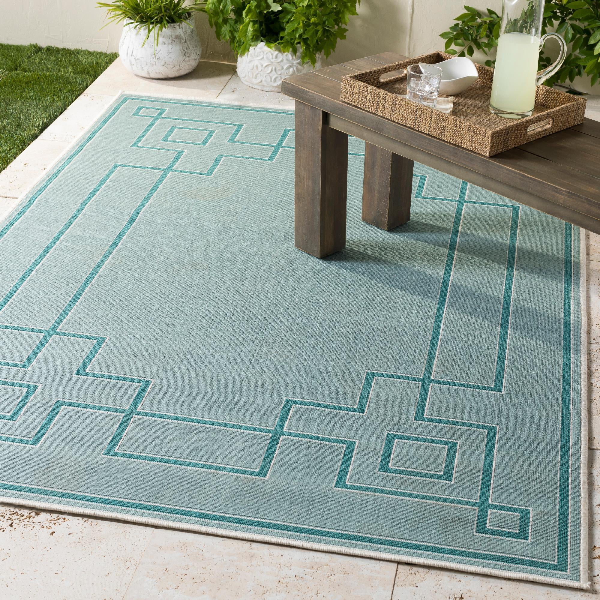 Mark&Day Area Rugs, 9x13 Natalie Indoor / Outdoor Aqua Area Rug (8'10" x 12'10")