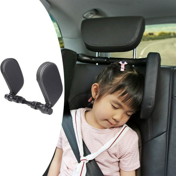 Reposacabezas para asiento de coche / Ajustable / Almohada trasera para el cuello del coche / Cojín para dormir / Cojín para reposacabezas para viajes - Plata negra Macarena Reposacabezas de asiento de coche
