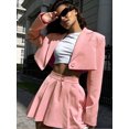 thumbnail image 3 of Conjunto de dos piezas de falda rosa, Blazer corto, chaqueta con cuello vuelto Y2K, minifalda de línea Ultra A, novedad, 3 of 5