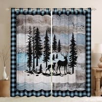 Castle Fairy Animal Deer Black Out Curtains for Children Teens Adults,Vintage Lodge Cabin Curtains Pack of 2 (42x63 Each),Woodland Wildlife Bedroom Curtains,Microfiber Bedroom Decor