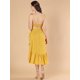 thumbnail image 5 of Conjunto Floral de Dos Piezas Allegra K Top Corto Tirantes Finos Falda A Media Pierna Volantes Amarillo XL, 5 of 6