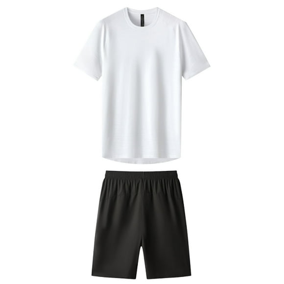 TSADFHJI Men's Pajama Pants Christmas Men's Summer Sportswear Casual Sportswear Short Sleeve Shorts Running Q Uick D Ry Set Xxxl White