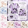 thumbnail image 2 of Conjunto de pijama con estampado de dibujos animados para niños y adultos, camisa de manga corta con lazo, Camiseta con estampado de My Melody Kuromi, ropa de verano para el hogar, 2 of 4