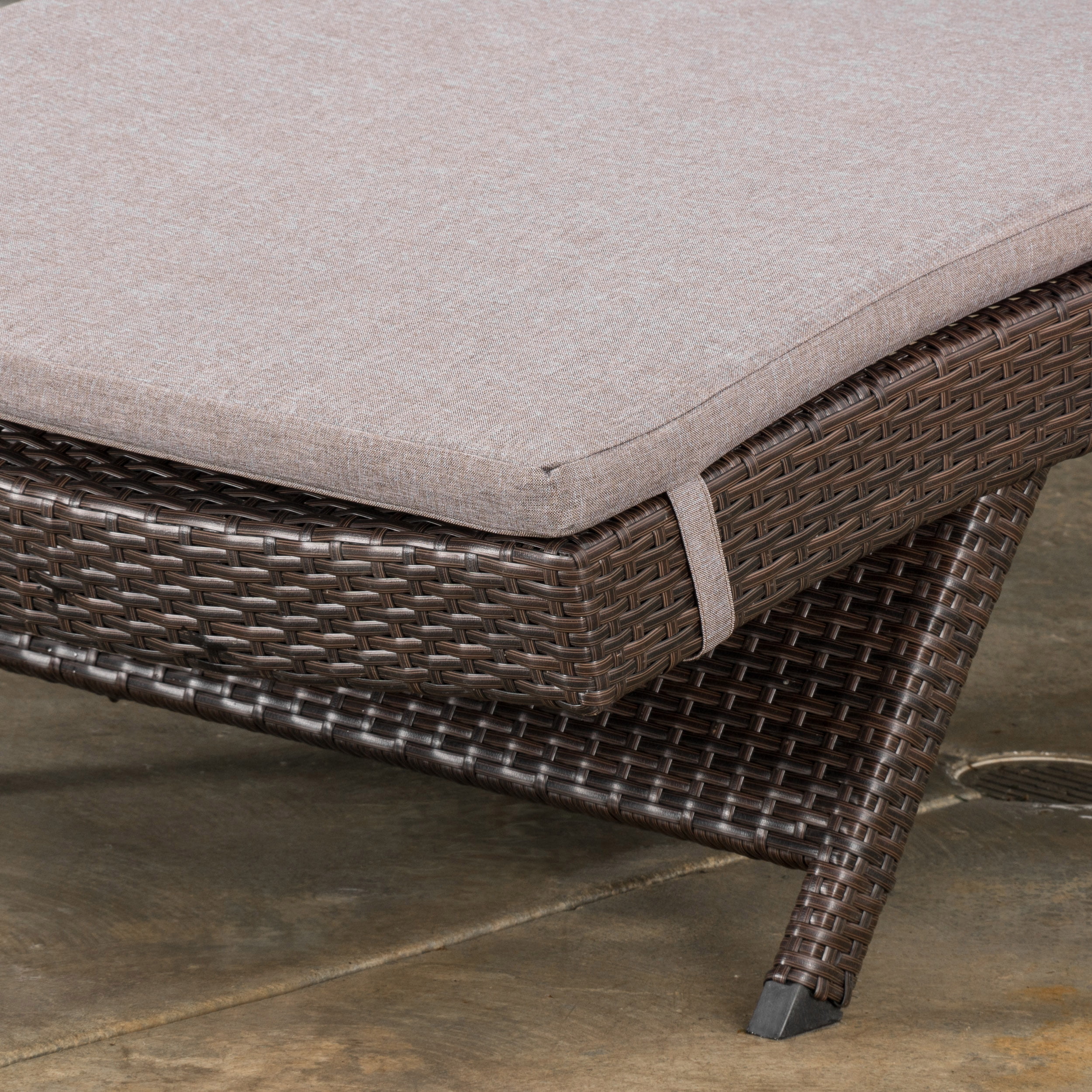 Anthony Outdoor Wicker Adjustable Chaise Lounges with Cushions, Set of 2, Multibrown, Charcoal