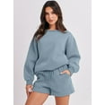 thumbnail image 3 of Women 2 Piece Outfits Sweatsuit Oversized Sweatshirt & Lounge Shorts 2023 Casual Cozy Pajamas Tracksuit Set, 3 of 10