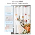 thumbnail image 2 of No Hook Cloth Fabric Shower Curtain with Snap in Liner, Burnt Orange Pumpkins Thanksgiving Waterproof Shower Curtains Set with See Through Top Window, Fall Cat Wooden Retro Bath Curtains 36"x72", 2 of 6