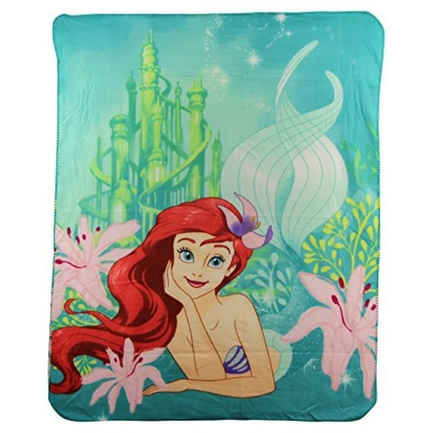 little mermaid "ariel's castle" kids character lightweight fleece throw
