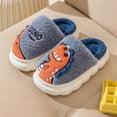thumbnail image 3 of SAWOBUUN Kids Dinosaur House Slippers for Boys Girls Cute Cartoon Plush Fuzzy Warm Cozy Closed Toe Non-Slip Thick Sole Indoor Bedroom Shoes Toddler Little Kid, 3 of 9