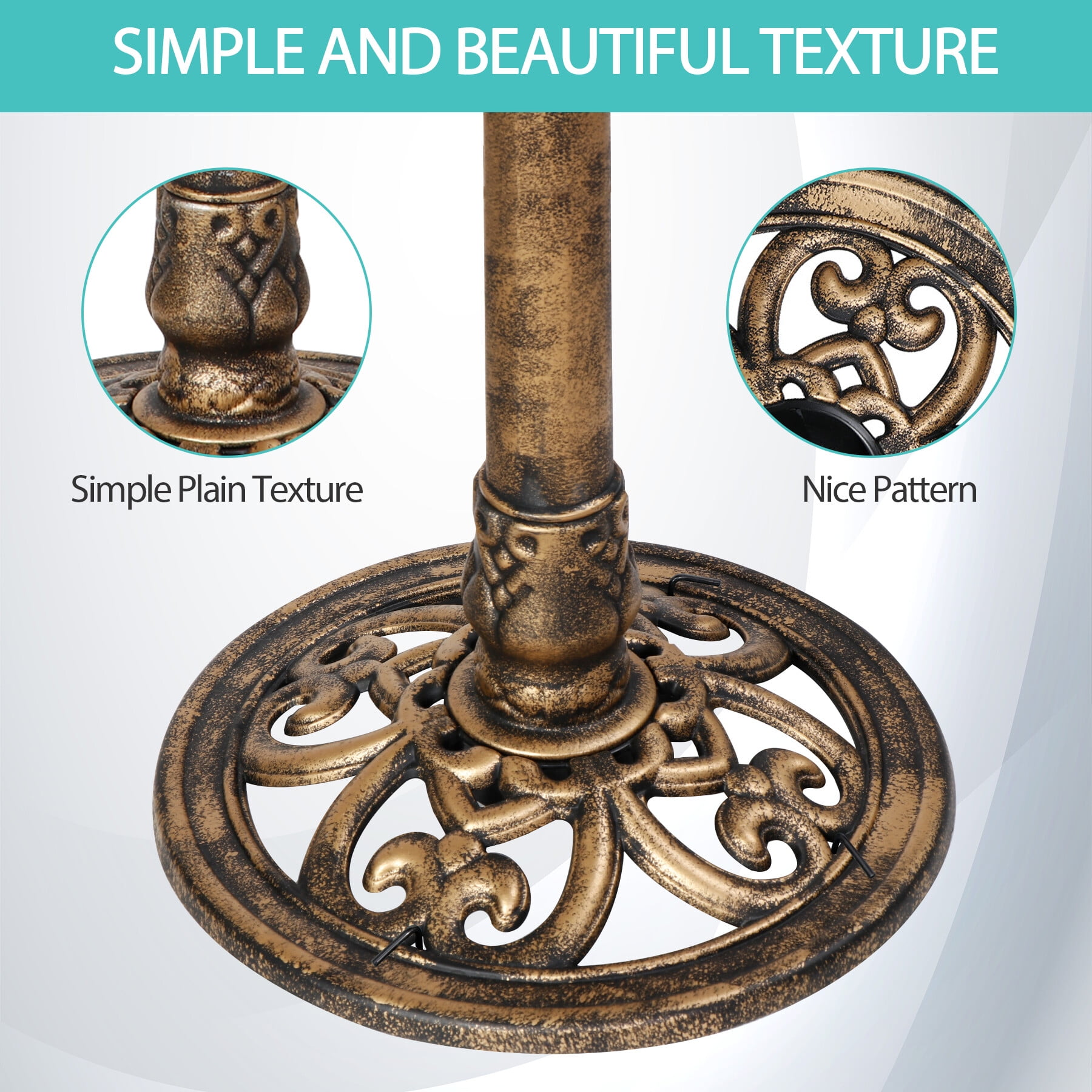 SuperDeal 28in Antique Bird Bath Weather-Resistant Resin Pedestal W/20in Bowl for Outdoor Garden Decor, Bronze