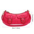 thumbnail image 3 of Bolso de mano para mujer, bolso de viaje femenino sencillo de PU de gran capacidad (rojo rosa), 3 of 3