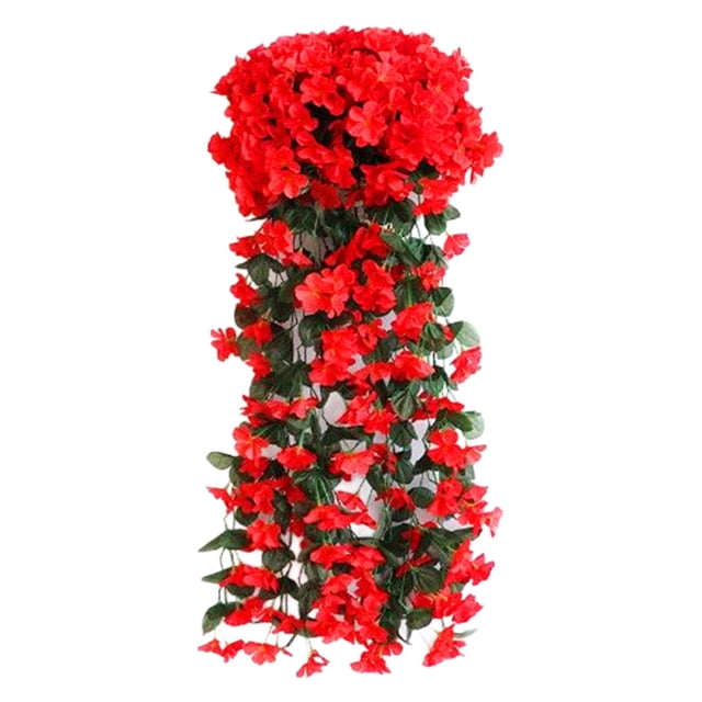 Flores artificiales colgantes, 2,7 pies de rosa para decoración del hogar, habitación, jardín, boda, interior y exterior (rojo)
