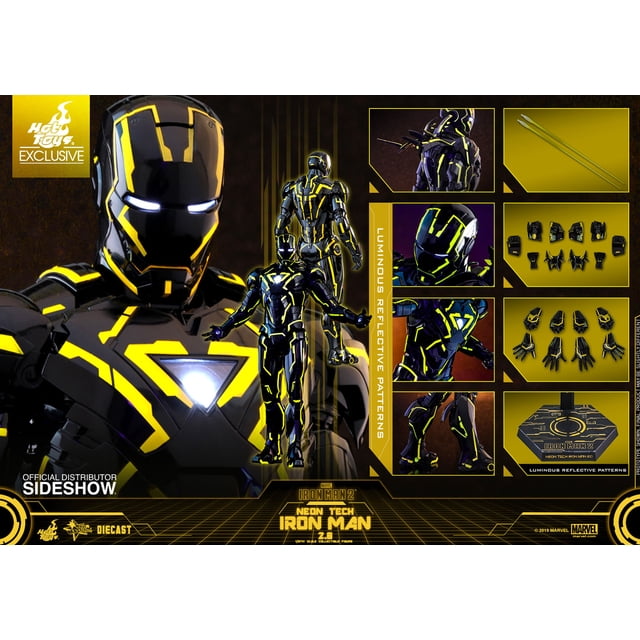 Iron Man 2 12 Inch Action Figure Movie Masterpiece Series - Neon Tech Iron Man 2.0 Hot Toys 904407