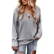 thumbnail image 1 of Suéter de punto con cuello en V cruzado y manga larga, color puro, suéter informal de moda para mujer, gris M, 1 of 6
