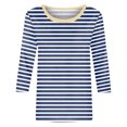 thumbnail image 3 of Blue Womens Tops Tops for Womens Casual Summer Tops Three Quarter Sleeve Round Neck Tee T Shirt Printed Loose Side Split Tunic Blouse Shirts for Women, 3 of 3