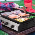 thumbnail image 6 of 25.6 Inch 3 Burner BBQ Gas Grill Griddle, Stainless Steel Portable Detachable 30,000 BTU Table Top Propane Barbecue Grill for Camping or Tailgating (only Griddle), 6 of 13