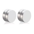 thumbnail image 3 of 12mm 1 par de pendientes magnéticos góticos de acero inoxidable, pendientes redondos, plata, oro, negro, Unisex, 3 of 3