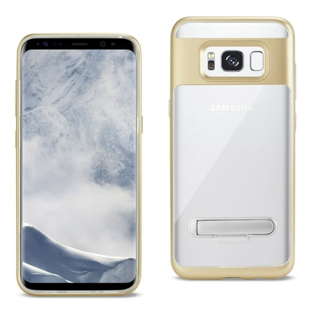 Samsung Galaxy S8 Edge/ S8 Plus Transprant Bumper Case With Kickstand In Clear Gold
