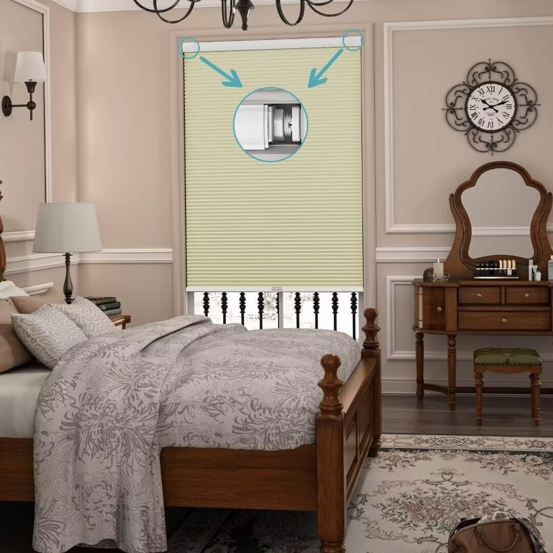 Myshade No Drill Blackout Shades Tension Cordless Cellular Blinds for Indoor Windows No Tools Window Blinds & Shades