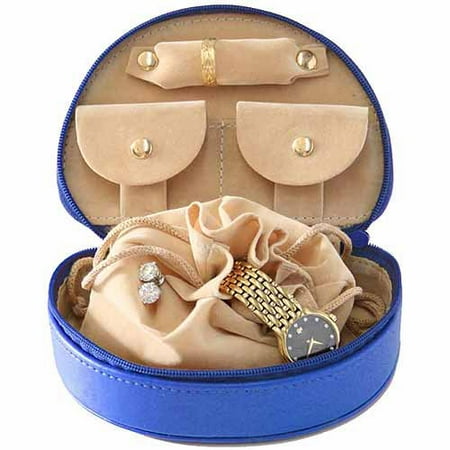 Royce Leather Mini Jewelry Zippered Travel Case in Genuine Leather